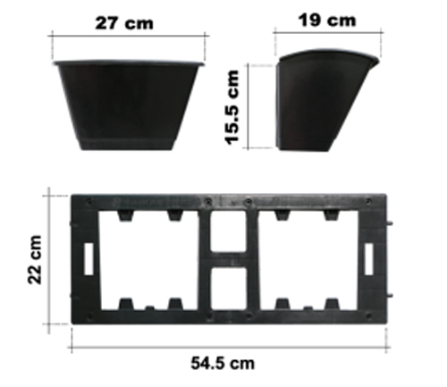 Chậu nhựa treo tường ngang 22x54.5